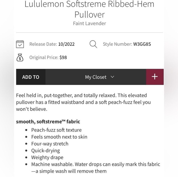 NWT Lululemon Softstreme Ribbed Hem Pullover - Picture 3 of 7